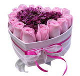 Pastel Pink Roses with Wax Flowers Box - Flowers Box London