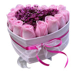 Pastel Pink Roses with Wax Flowers Box - Flowers Box London