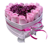 Pastel Pink Roses with Wax Flowers Box - Flowers Box London