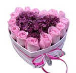 Pastel Pink Roses with Wax Flowers Box