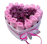 Pastel Pink Roses with Wax Flowers Box - Flowers Box London