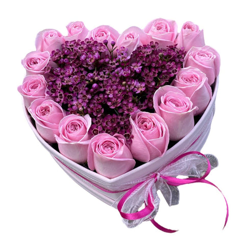 Pastel Pink Roses with Wax Flowers Box