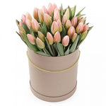 Pastel Pink Tulips in a Box - Flowers Box London