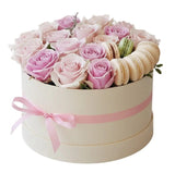 Pastel Rose and Macaron Sweet Delight Box - Flowers Box London