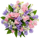 Pastel Sweet Pea and Lily of Valley Bouquet - Flowers Box London