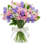 Pastel Sweet Pea and Lily of Valley Bouquet - Flowers Box London
