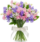 Pastel Sweet Pea and Lily of Valley Bouquet - Flowers Box London