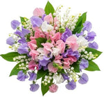 Pastel Sweet Pea and Lily of Valley Bouquet - Flowers Box London