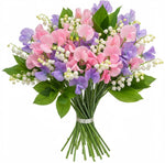 Pastel Sweet Pea and Lily of Valley Bouquet - Flowers Box London