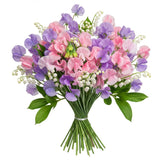 Pastel Sweet Pea and Lily of Valley Bouquet - Flowers Box London