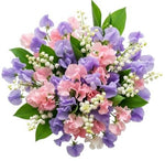 Pastel Sweet Pea and Lily of Valley Bouquet - Flowers Box London