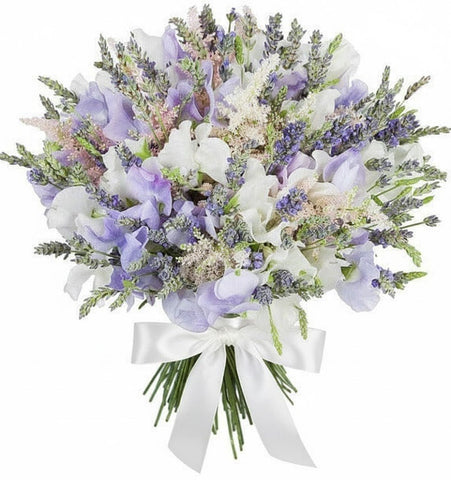 Pastel Sweet Pea with Laavender Bridal Bouquet - Flowers Box London