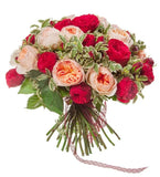 Peach and Red Luxury Garden Roses Bouquet - Flowers Box London