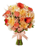 Peach Dahlia with Orange Calla Lily Bouquet - Flowers Box London