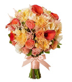 Peach Dahlia with Orange Calla Lily Bouquet - Flowers Box London