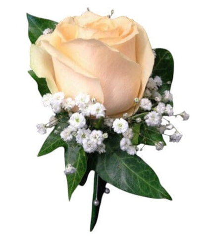 Peach Roses and Gypsophila Buttonhole