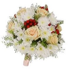Peach Roses with Chrysanthemum Bridal Bouquet - Flowers Box London