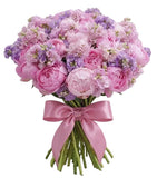 Peonies with Fragrant Stock Bouquet - Flowers Box London