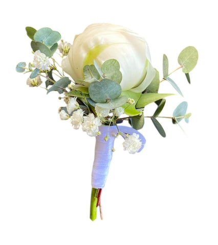 Peonies with Gypsophila Buttonhole - Flowers Box London