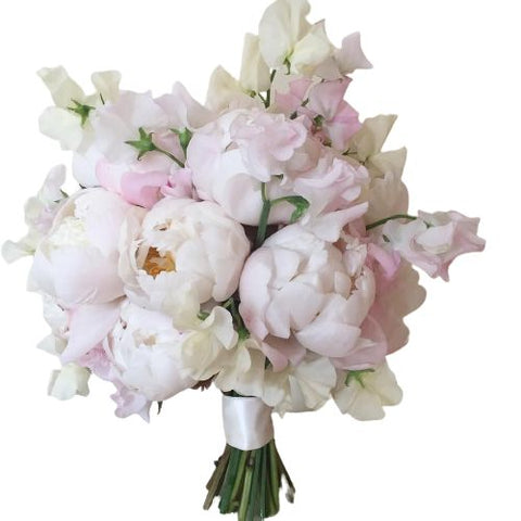 Peonies with Sweet Pea Bridal Bouquet