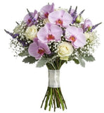 Phalaenopsis Orchids and White Roses Bouquet with Scented Lavender - Flowers Box London