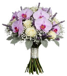 Phalaenopsis Orchids and White Roses Bouquet with Scented Lavender - Flowers Box London