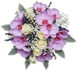 Phalaenopsis Orchids and White Roses Bouquet with Scented Lavender - Flowers Box London
