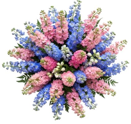 Pink and Blue Delphinium Bouquet