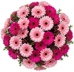Pink and Cerise Gerberas with Hypericum Berry Bouquet