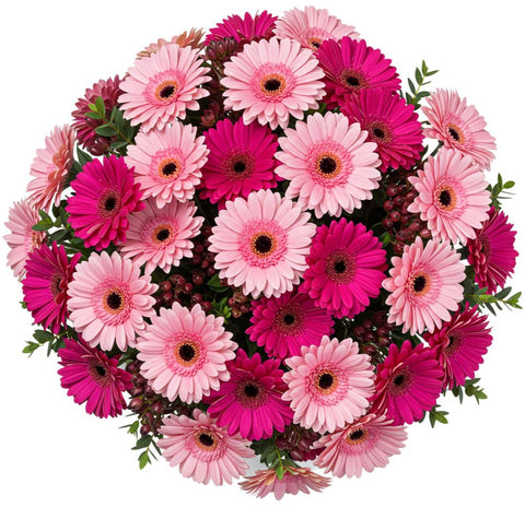 Pink and Cerise Gerberas with Hypericum Berry Bouquet
