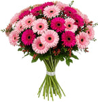 Pink and Cerise Gerberas with Hypericum Berry Bouquet