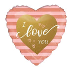 Pink and Gold I Love You Helium Balloon - Flowers Box London