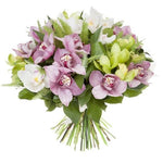 Pink and Green Cymbidium Orchids Bouquet - Flowers Box London