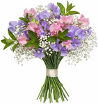 Pink and Lavender Sweet Pea with Gypsophila Bouquet - Flowers Box London