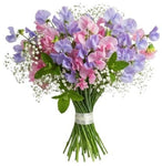 Pink and Lavender Sweet Pea with Gypsophila Bouquet - Flowers Box London