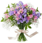 Pink and Lavender Sweet Pea with Gypsophila Bouquet - Flowers Box London