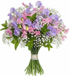 Pink and Lavender Sweet Pea with Gypsophila Bouquet - Flowers Box London