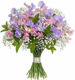 Pink and Lavender Sweet Pea with Gypsophila Bouquet - Flowers Box London
