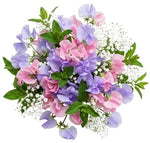 Pink and Lavender Sweet Pea with Gypsophila Bouquet - Flowers Box London