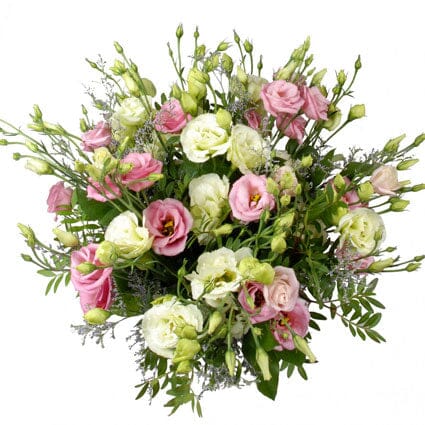 Pink and White Lisianthus Bouquet with Greenery