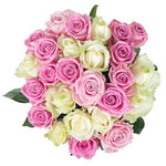 Pink and White Roses Bouquet - Flowers Box London