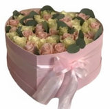 Pink and White Roses in Box - Flowers Box London