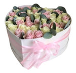 Pink and White Roses in Box