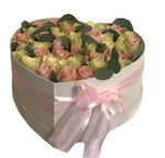 Pink and White Roses in Box - Flowers Box London
