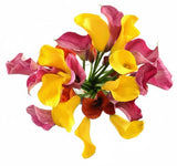 Pink and Yellow Calla Lily Bouquet - Flowers Box London