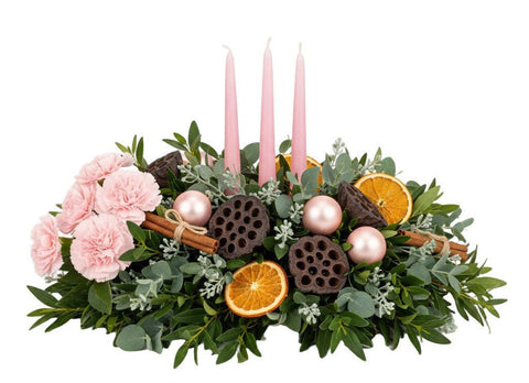 Pink Carnations Rustic Wonderland Centerpiece - Flowers Box London