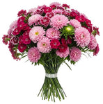 Pink Chinese Asters and Sweet Williams Bouquet
