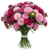 Pink Chinese Asters and Sweet Williams Bouquet - Flowers Box London