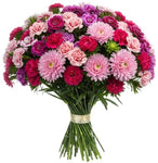 Pink Chinese Asters and Sweet Williams Bouquet