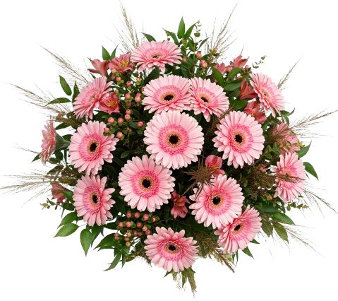 Pink Gerbera with Hypericum and Grass Bouquet